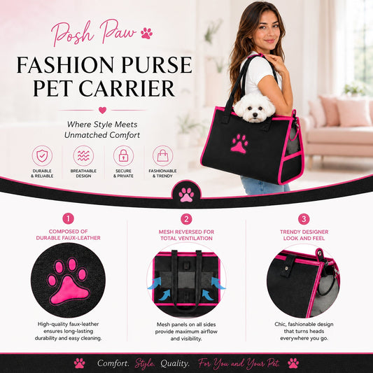 Elegant Leatherette Designer Pet Carrier Tote for Dogs