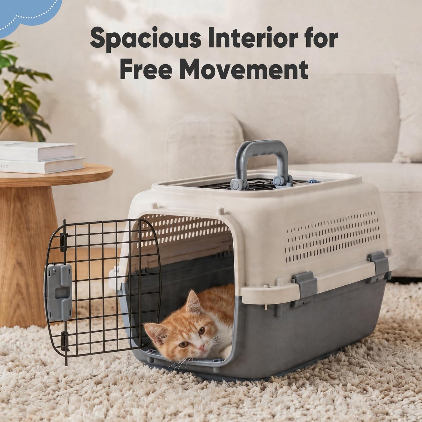 Airline Approved Pet Carrier Crate with Secure Wire Doors