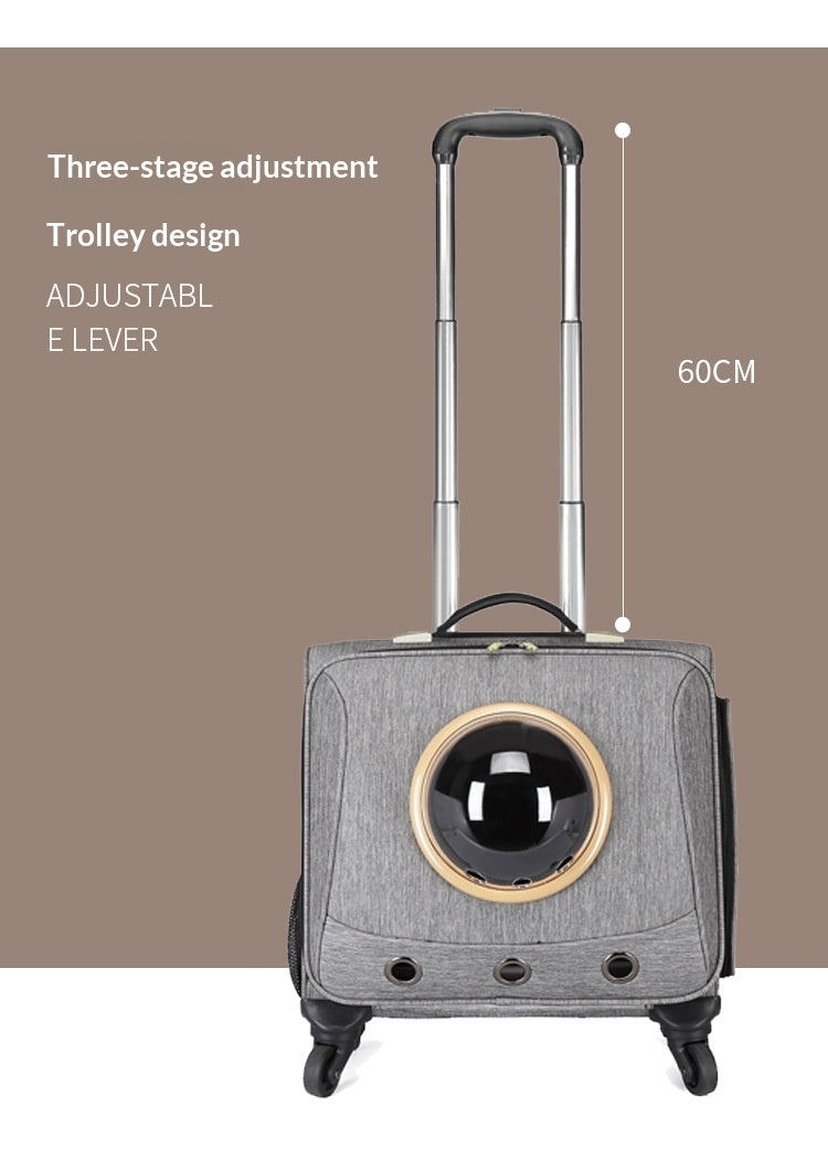 Portable Pet Travel Carrier with Universal Wheels