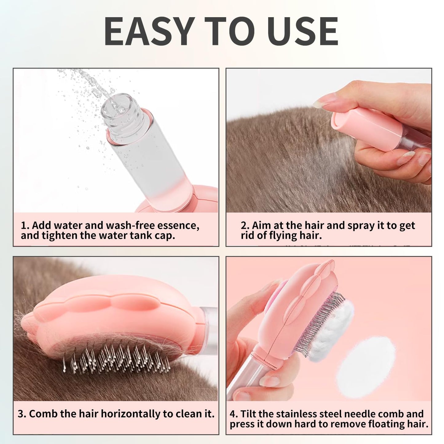 Self-Cleaning Spray Slicker Pet Grooming Brush With Release Button