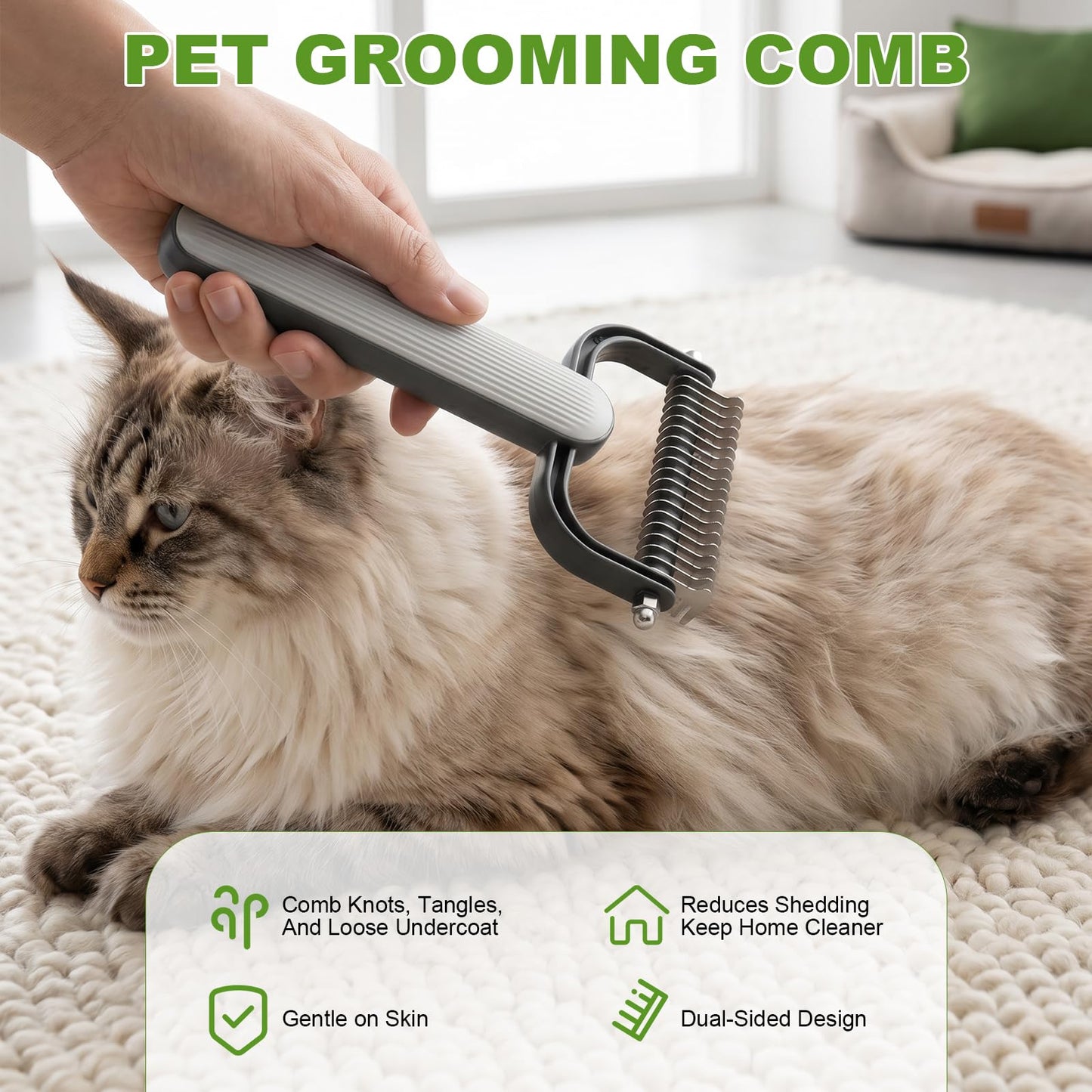 Double-Sided Dematting Comb for Dogs Cats Deshedding Grooming Tool