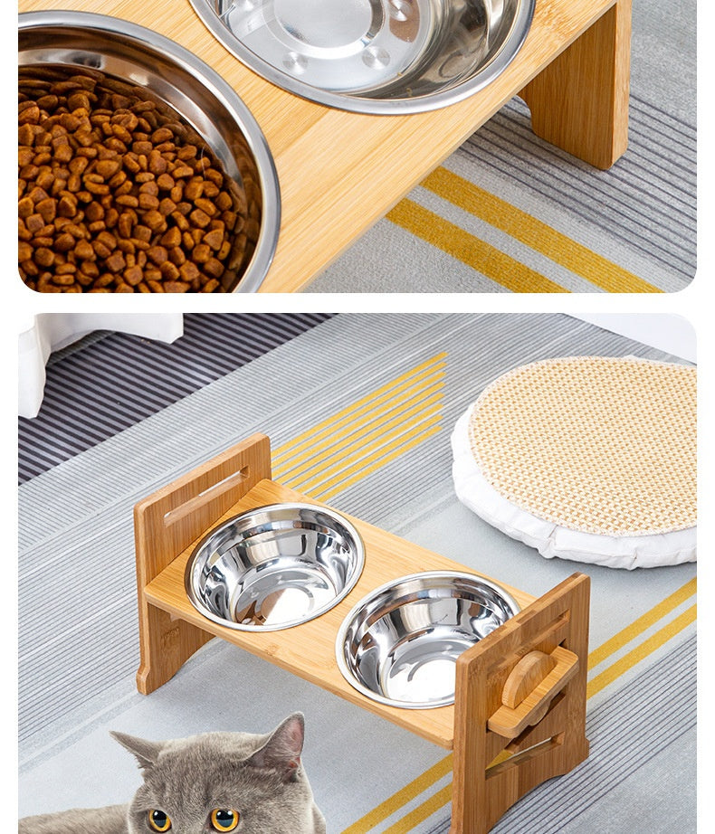 Stainless Steel Double Pet Bowl with Elevated Feeding Stand