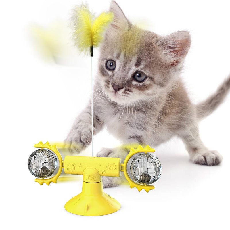 Cat Rotating Windmill Toy – Suction Cup Scratch & Teeth Grinding Toy | 19 Styles