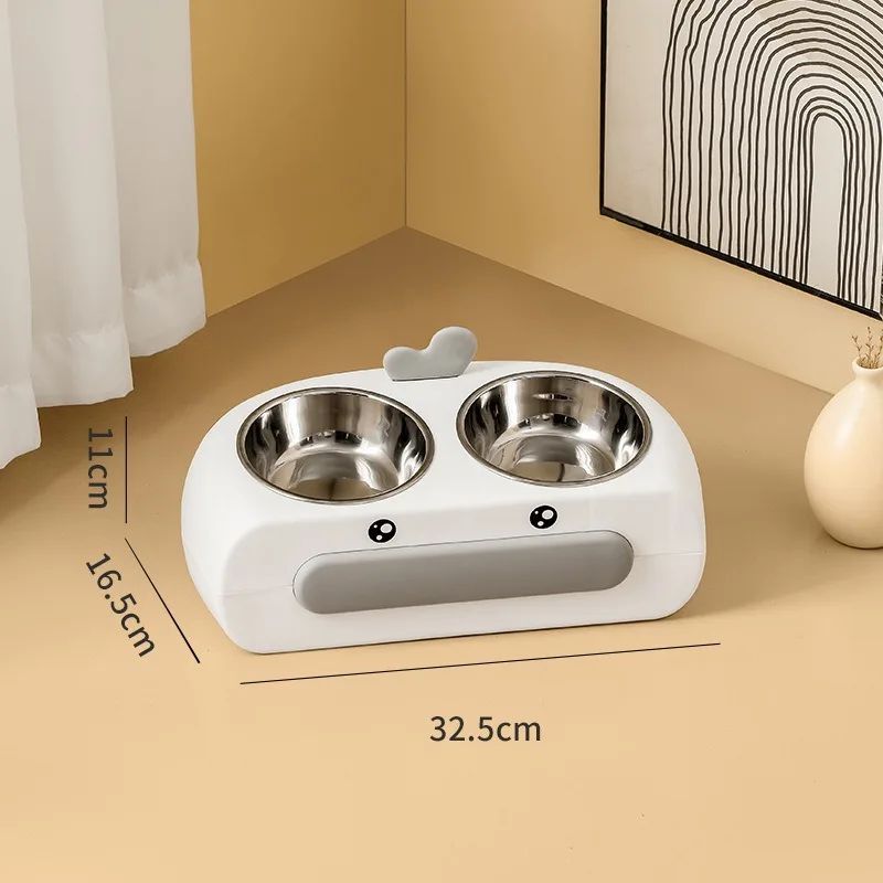 Duck Design Double Pet Feeding Bowl Food Water Tray