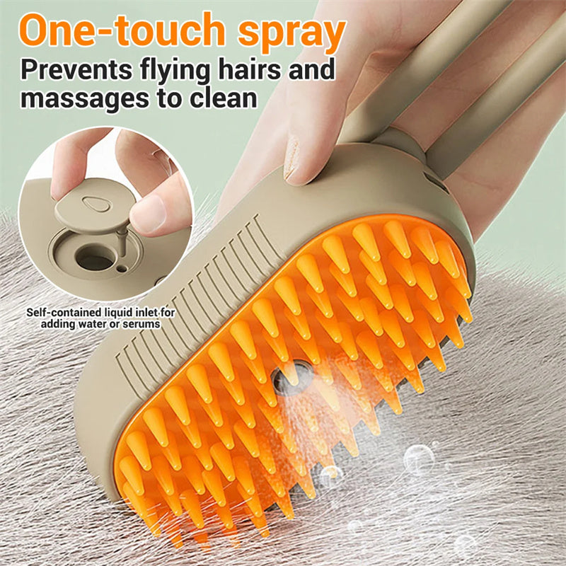 3-in-1 Electric Steam Pet Grooming Massage Brush