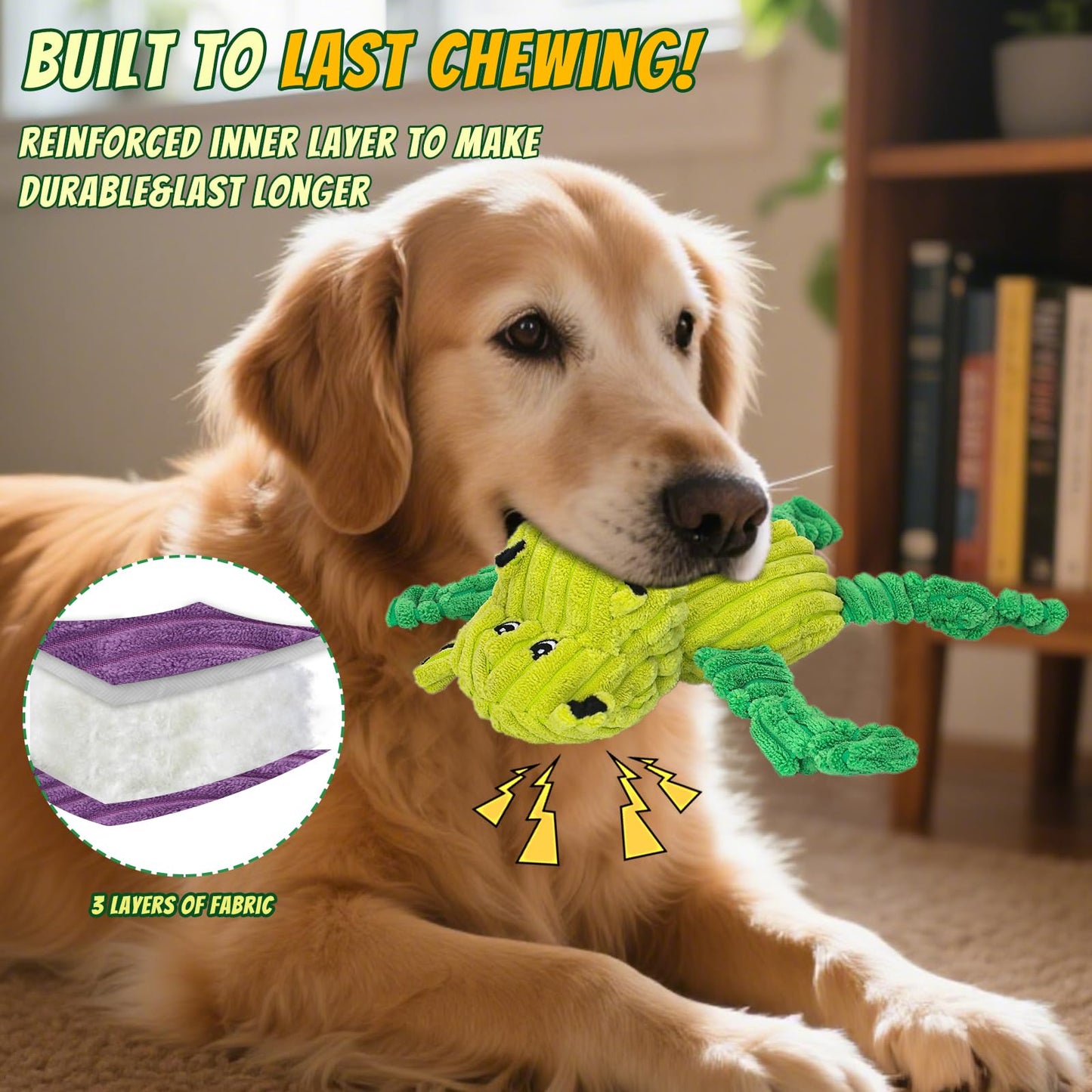 5-Pack Squeaky Plush Dog Toy Bundle Durable