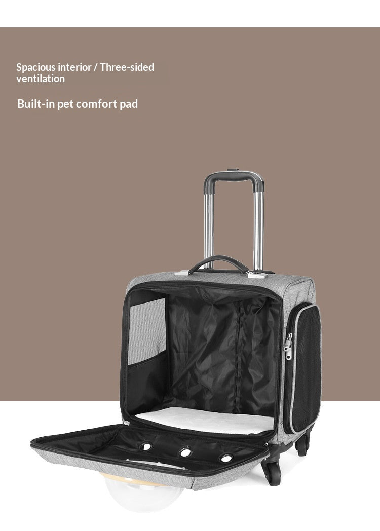 Portable Pet Travel Carrier with Universal Wheels