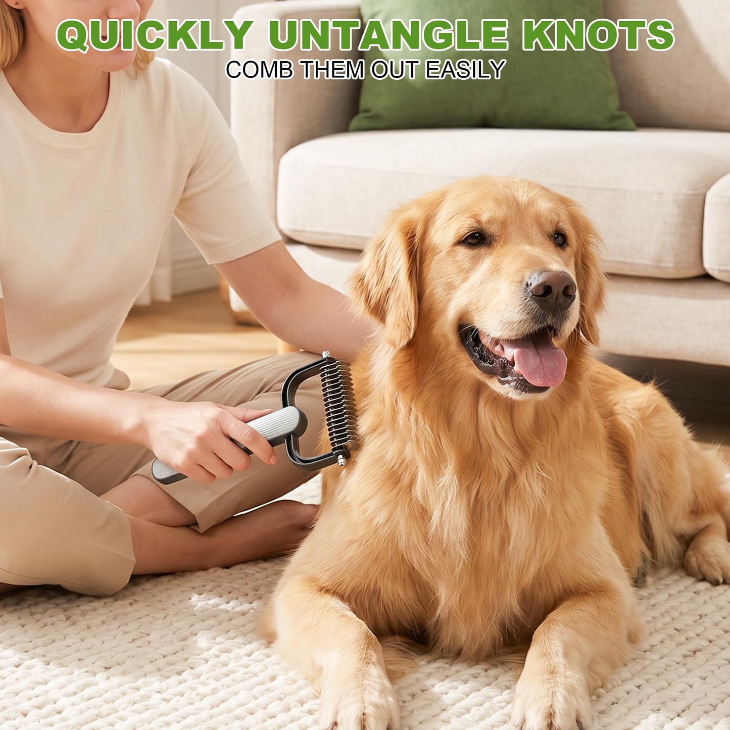 Double-Sided Dematting Comb for Dogs Cats Deshedding Grooming Tool