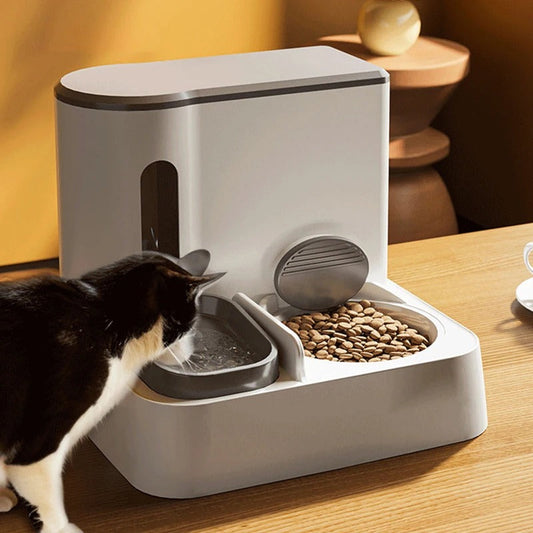 Automatic Cat Feeder Water Dispenser Double Bowl Set