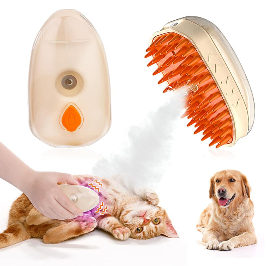 Cat Steam Grooming Brush 4-in-1 Shedding Massage Tool