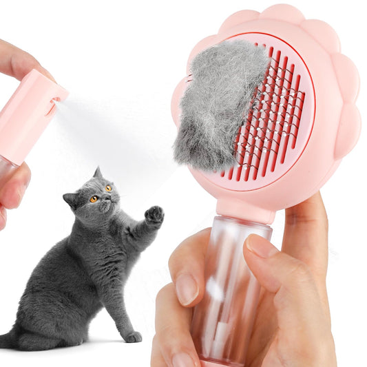 Self-Cleaning Spray Slicker Pet Grooming Brush With Release Button