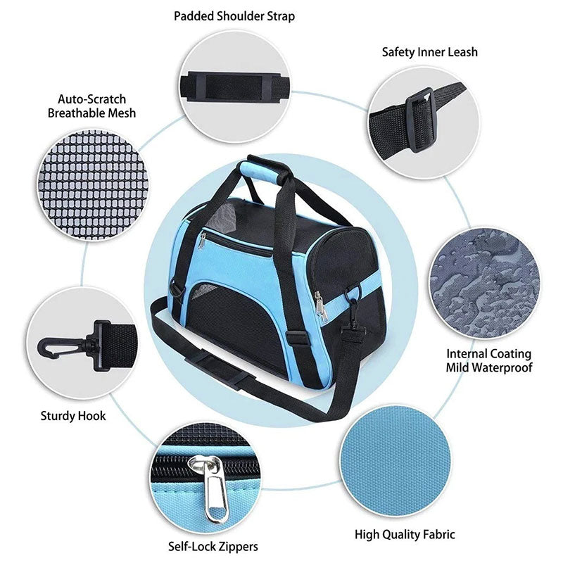 Foldable Expandable Pet Carrier Bag with Breathable Mesh