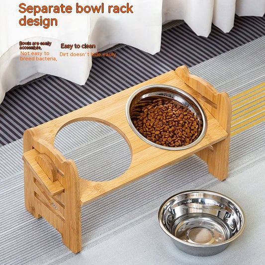 Stainless Steel Double Pet Bowl with Elevated Feeding Stand