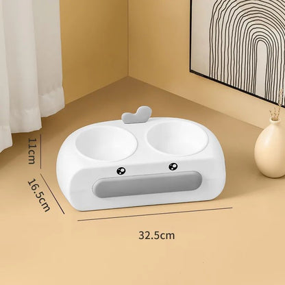 Duck Design Double Pet Feeding Bowl Food Water Tray