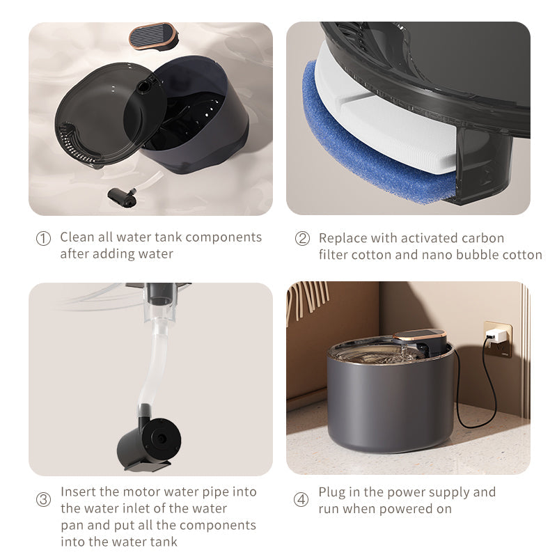 USB Rechargeable Automatic Pet Water Fountain Quiet Drinking Dispenser