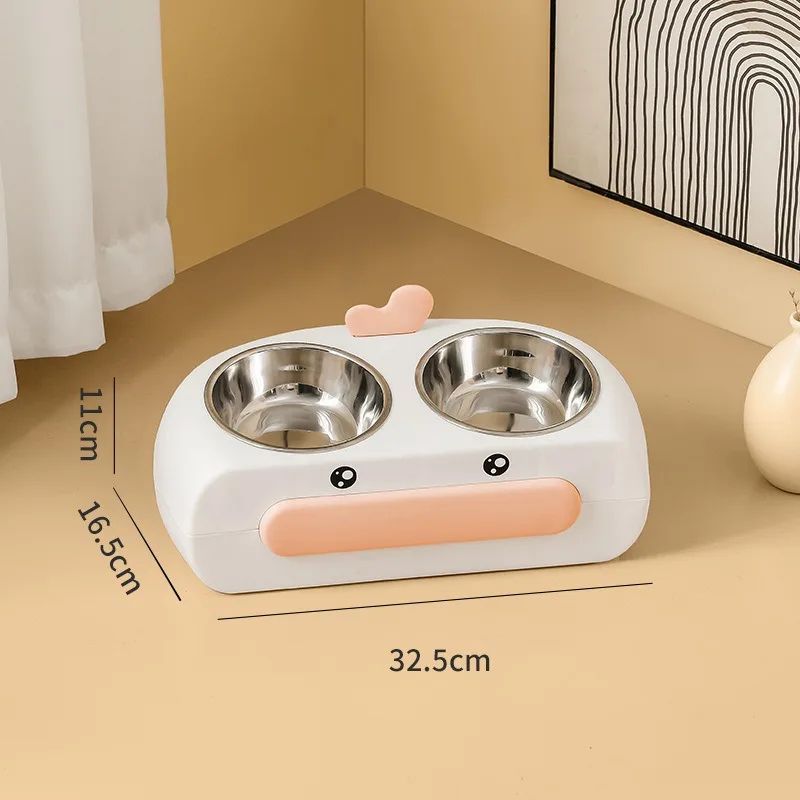 Duck Design Double Pet Feeding Bowl Food Water Tray