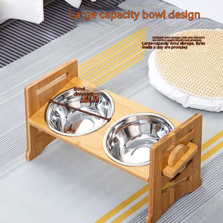 Stainless Steel Double Pet Bowl with Elevated Feeding Stand