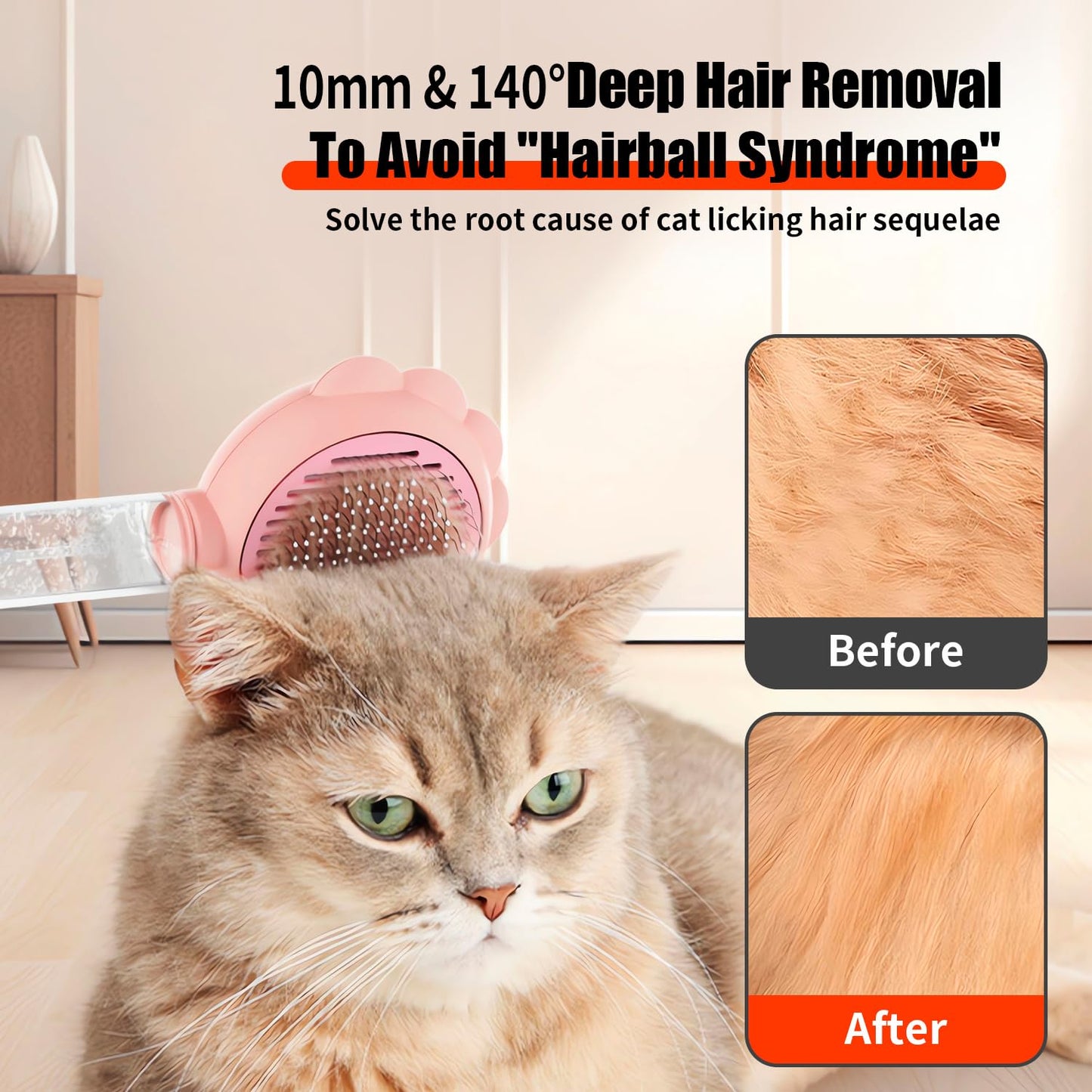 Self-Cleaning Spray Slicker Pet Grooming Brush With Release Button