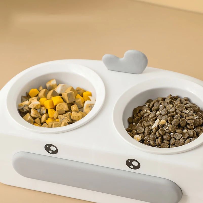 Duck Design Double Pet Feeding Bowl Food Water Tray