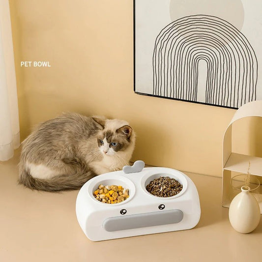Duck Design Double Pet Feeding Bowl Food Water Tray