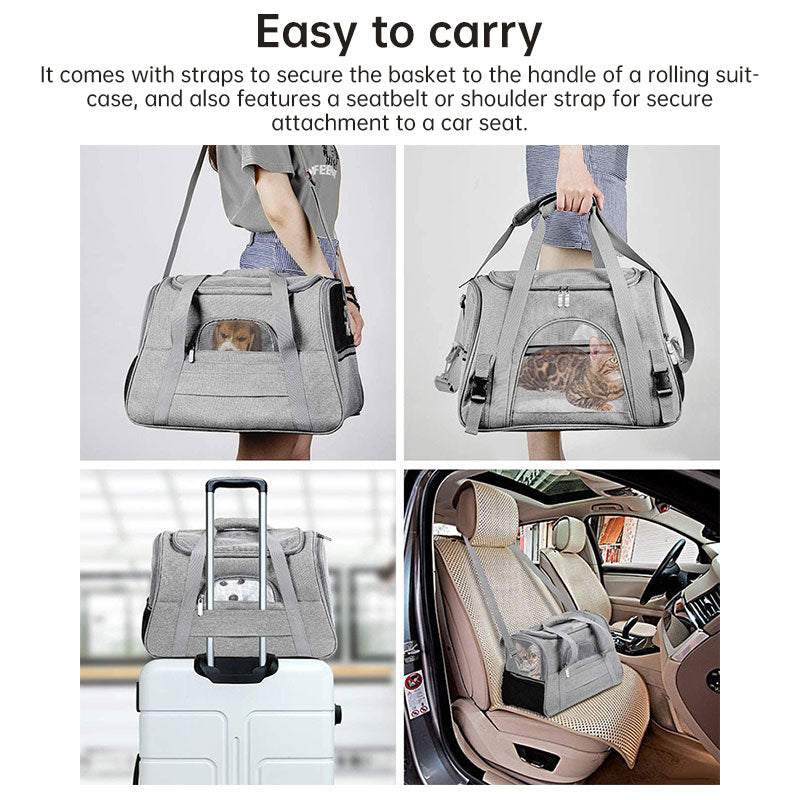 Foldable Expandable Pet Carrier Bag with Breathable Mesh