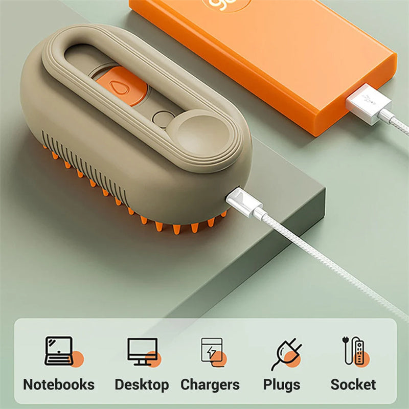 3-in-1 Electric Steam Pet Grooming Massage Brush
