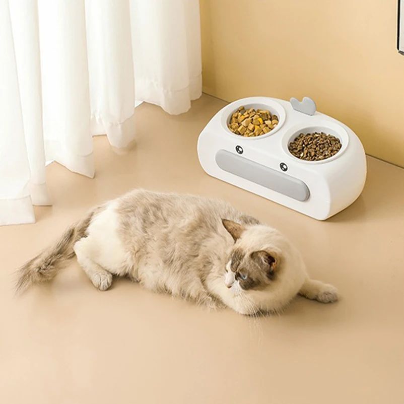 Duck Design Double Pet Feeding Bowl Food Water Tray
