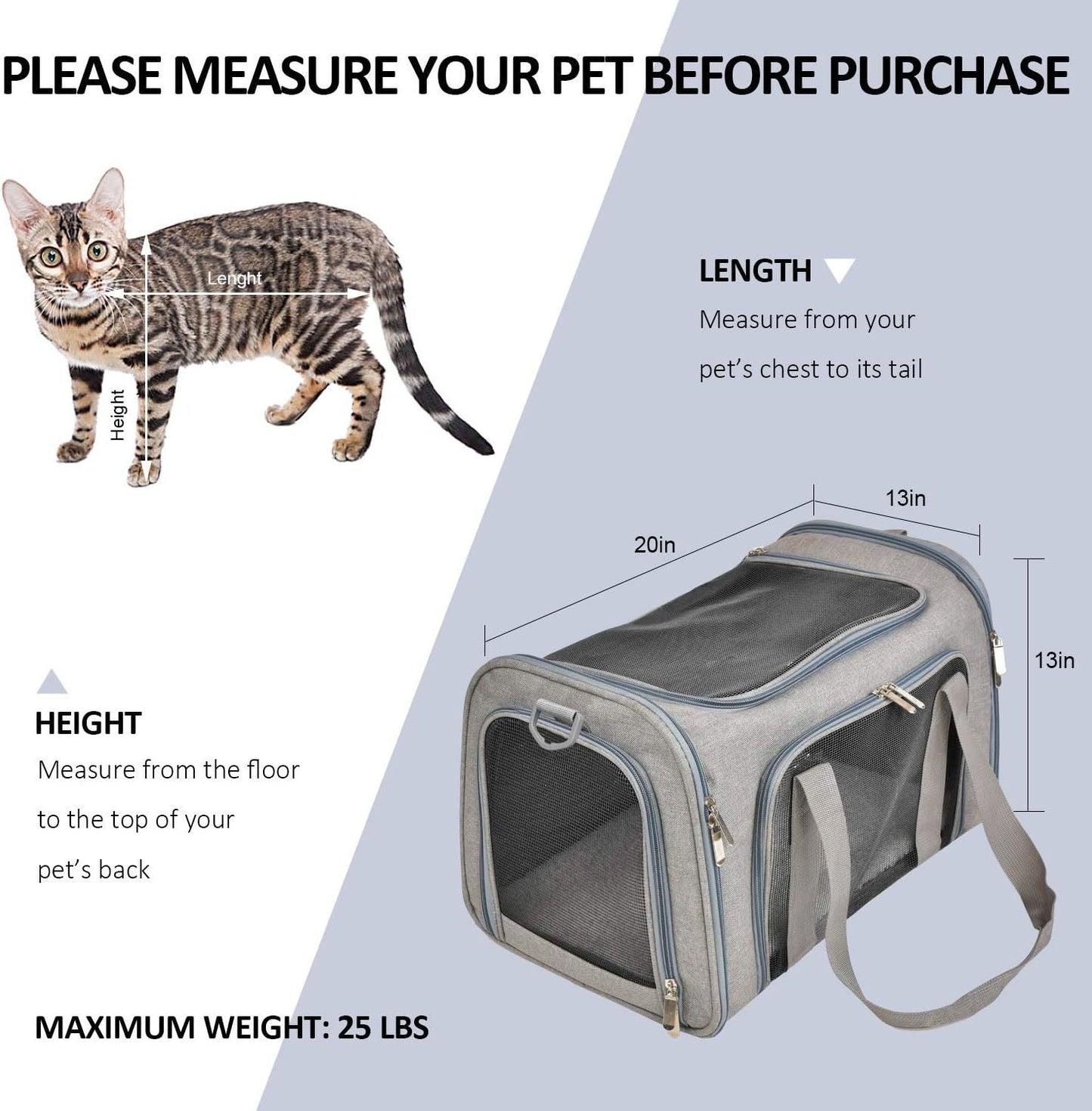 Soft Sided Collapsible Pet Carrier for Small Dogs Cats