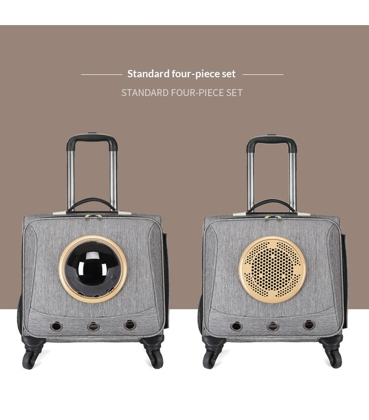 Portable Pet Travel Carrier with Universal Wheels