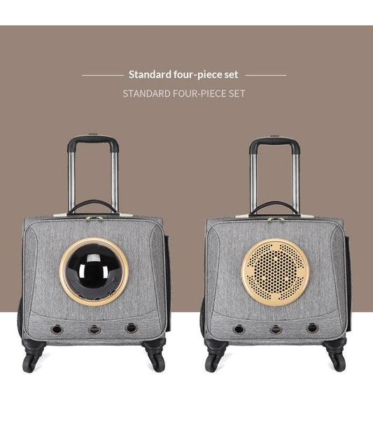 Portable Pet Travel Carrier with Universal Wheels