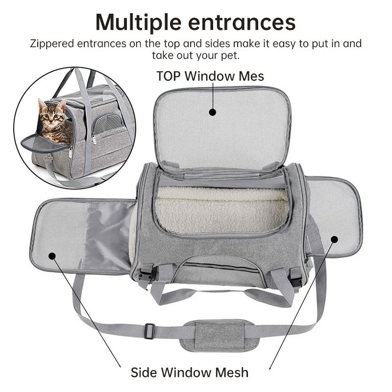 Foldable Expandable Pet Carrier Bag with Breathable Mesh