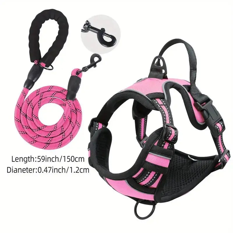 Reflective Service Dog Harness with Front Clip Handle