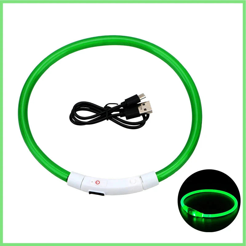 USB Rechargeable LED Dog Collar for Night Safety