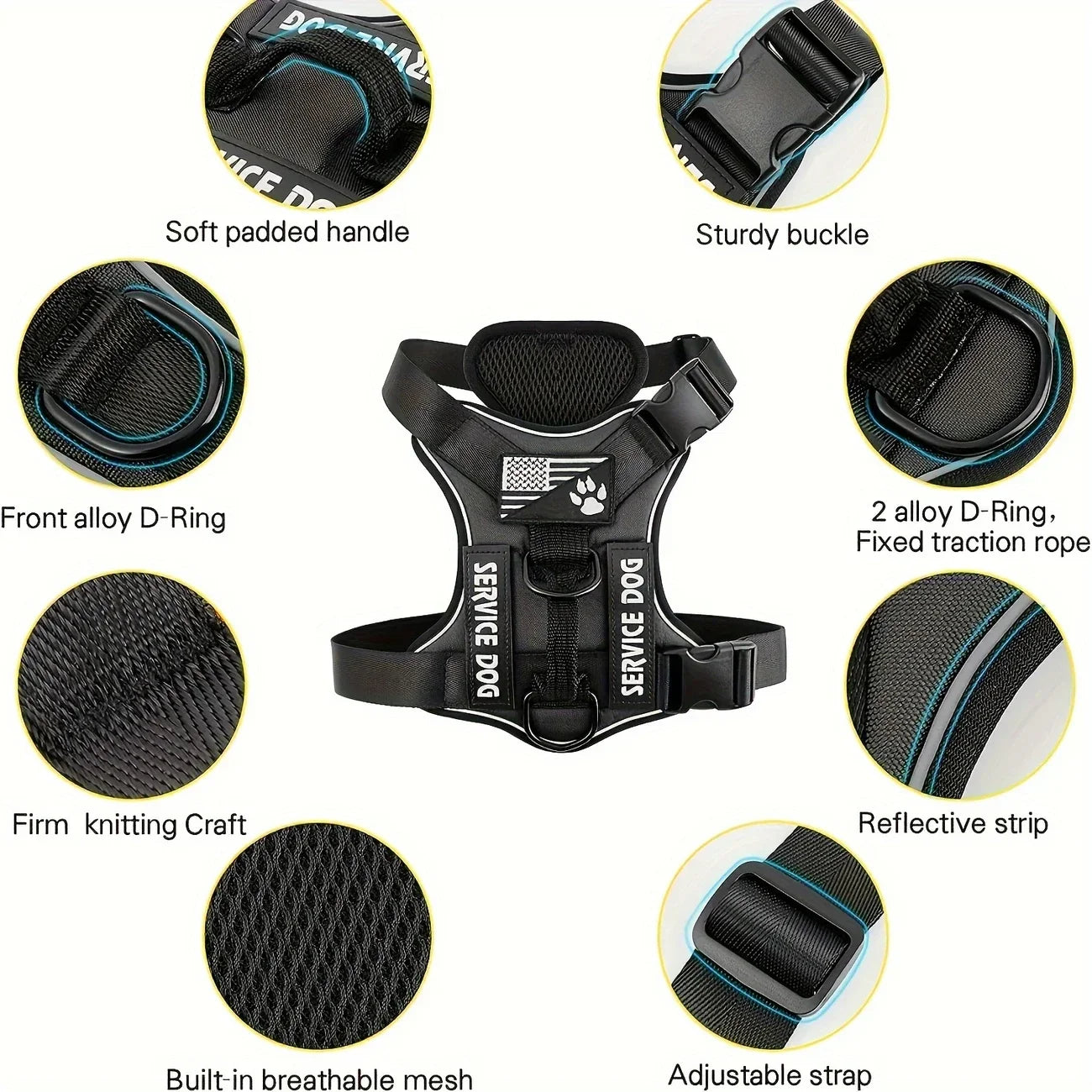 Tactical No-Pull Reflective Dog Harness Heavy Duty Vest