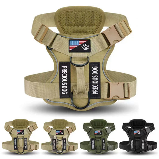 Tactical No-Pull Reflective Dog Harness Heavy Duty Vest