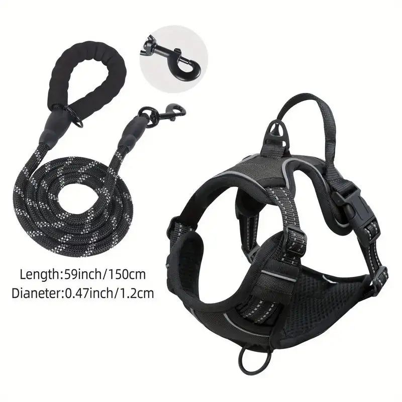 Reflective Service Dog Harness with Front Clip Handle