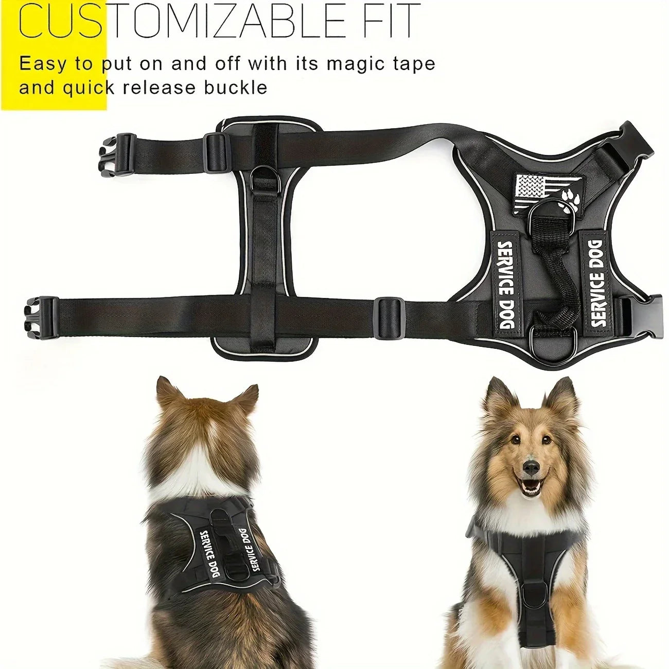 Tactical No-Pull Reflective Dog Harness Heavy Duty Vest