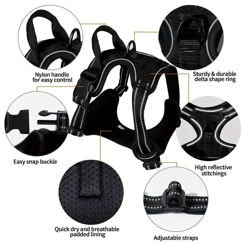 Reflective Service Dog Harness with Front Clip Handle