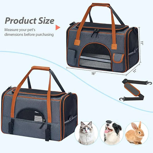 Anti-Collapse Pet Carrier Bag with Storage Pockets
