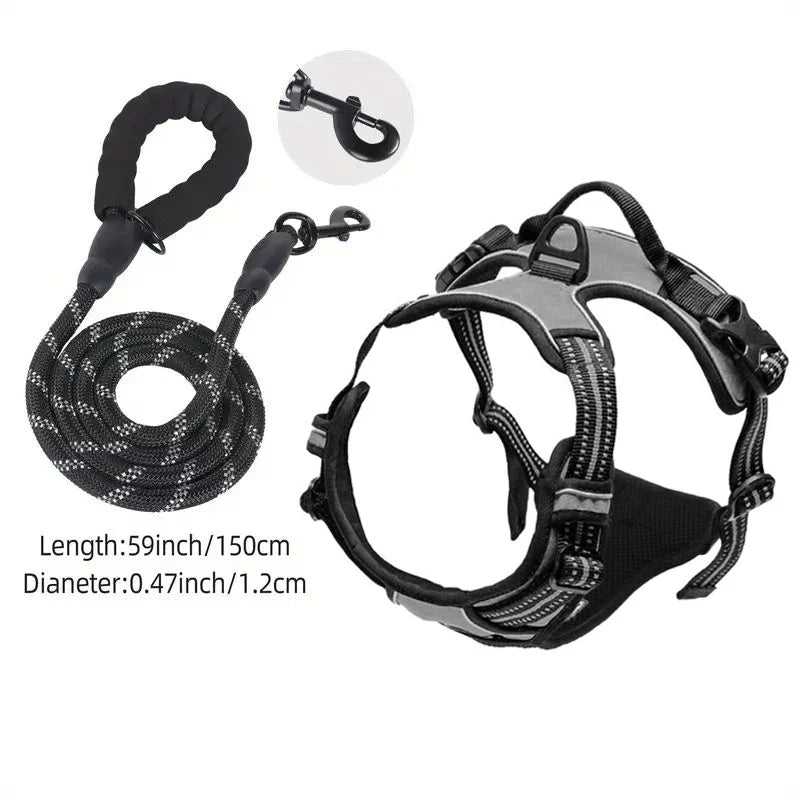 Reflective Service Dog Harness with Front Clip Handle
