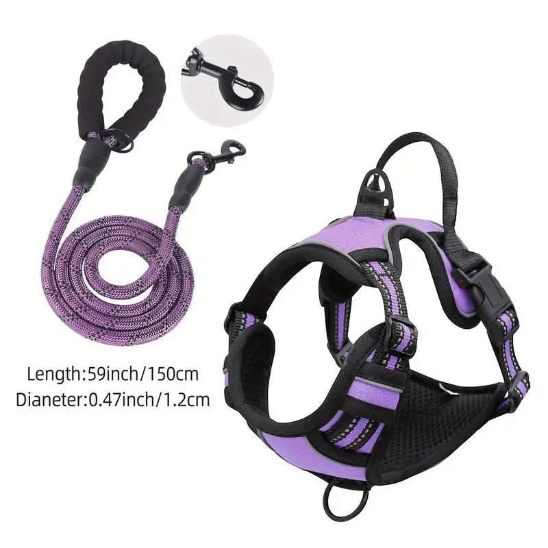 Reflective Service Dog Harness with Front Clip Handle