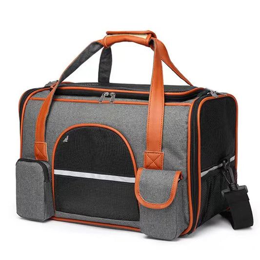 Anti-Collapse Pet Carrier Bag with Storage Pockets