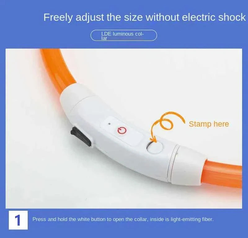 USB Rechargeable LED Dog Collar for Night Safety