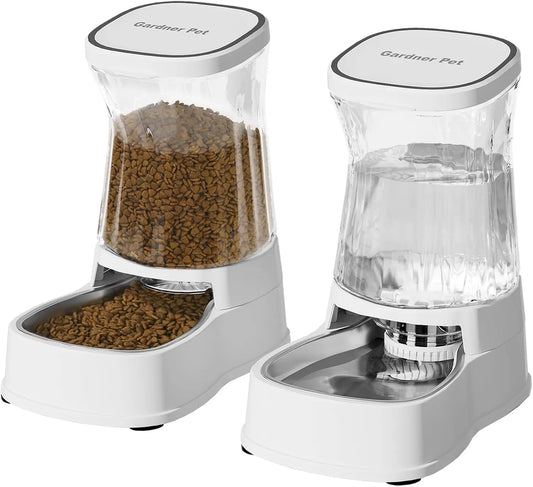 Automatic Pet Feeder Water Dispenser Set Stainless Steel Bowls