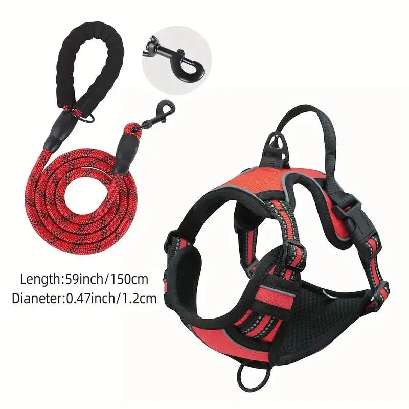 Reflective Service Dog Harness with Front Clip Handle