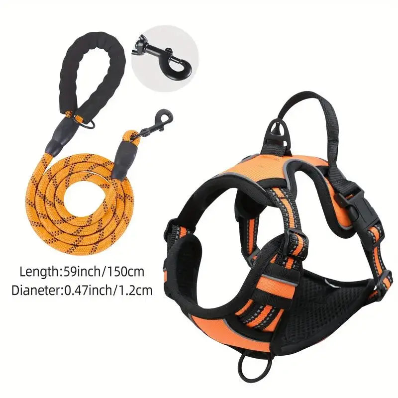 Reflective Service Dog Harness with Front Clip Handle