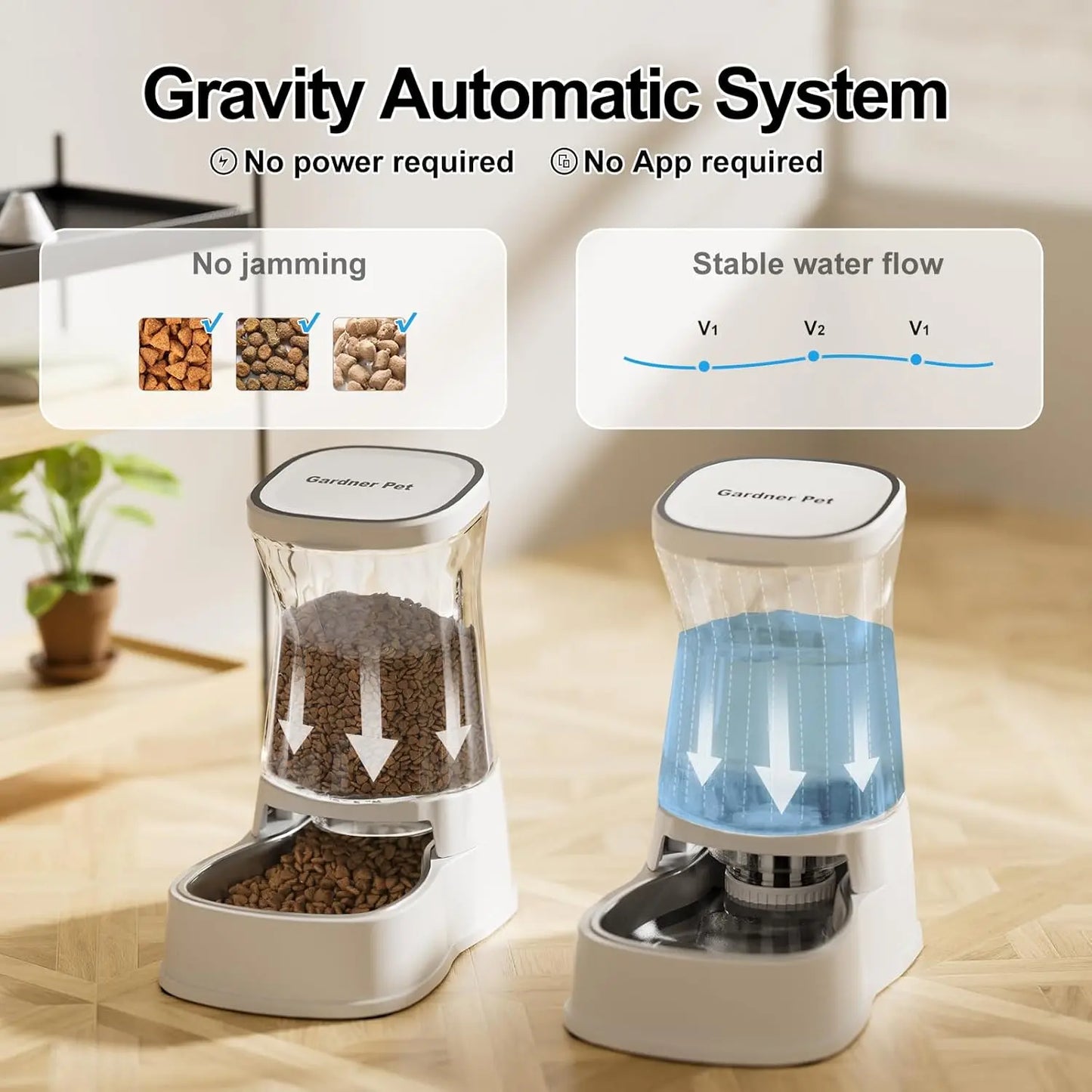 Automatic Pet Feeder Water Dispenser Set Stainless Steel Bowls