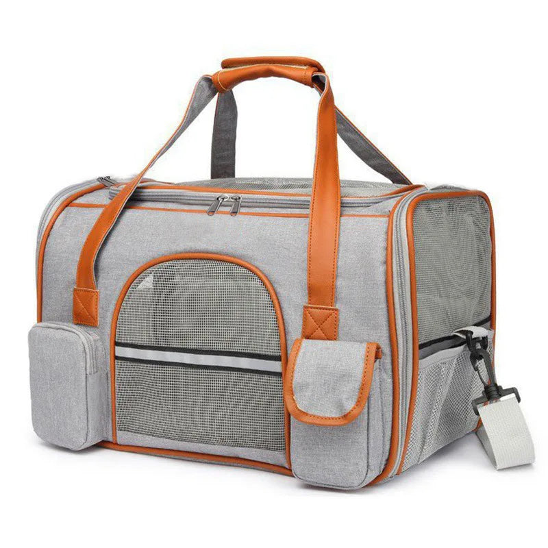 Anti-Collapse Pet Carrier Bag with Storage Pockets