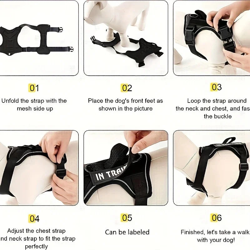 Tactical No-Pull Reflective Dog Harness Heavy Duty Vest