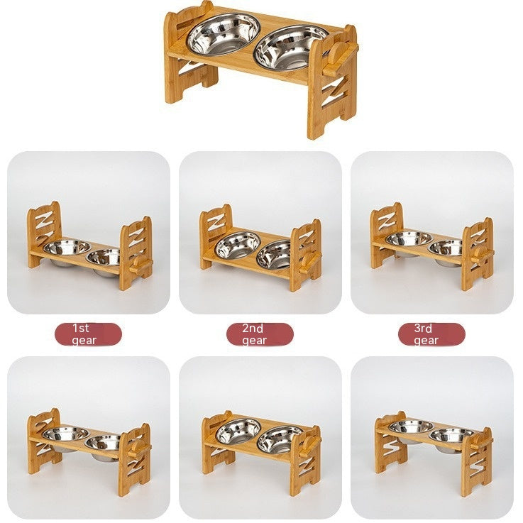 Stainless Steel Double Pet Bowl with Elevated Feeding Stand